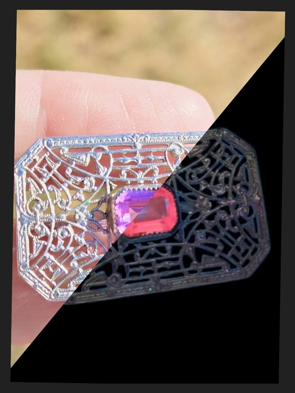 Rare UV Reactive Art Deco Brooch